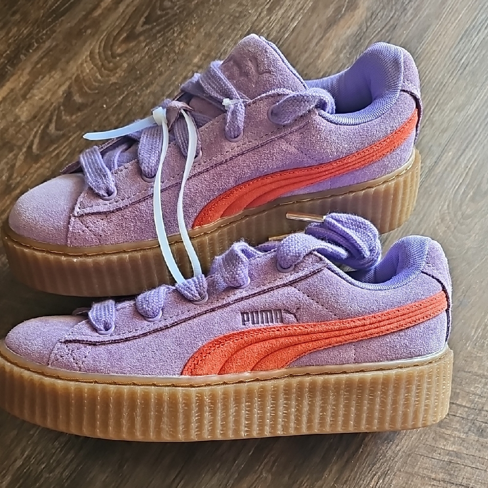Puma Creeper Fenty Lavender and Orange Suede Sneakers
